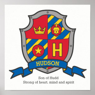 Hudson jongensnaam: heraldry shield poster