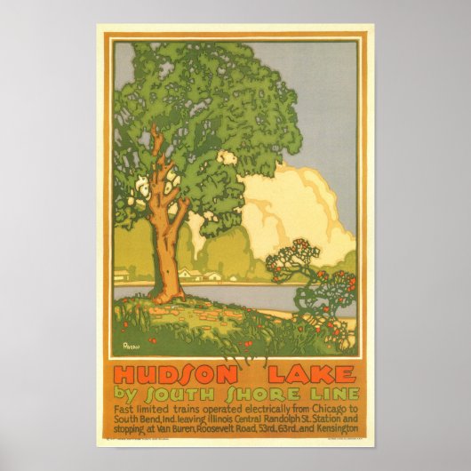 Hudson Lake - Poster Vintage voyage (Devant)