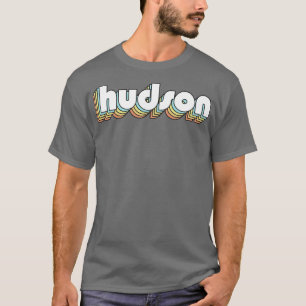 Hudson Retro Rainbow Typography Vervaagde stijl T-shirt