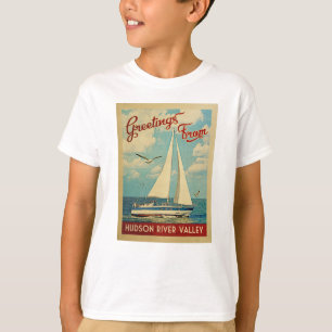 Hudson River Valley Sailboat Vintage Travel NY T-shirt