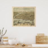 Hudson WI 1870 Antiek Panorama Poster (Keuken)