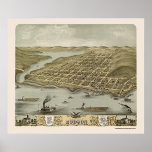 Hudson, WI Panoramic Map - 1870 Poster