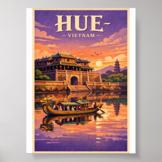 Hue stad Vietnam Retro Reisposter Poster