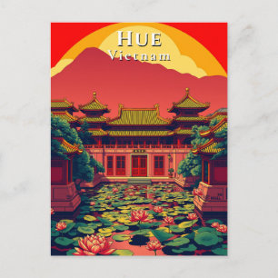 Hue Vietnam Pagoda Travel Retro Briefkaart