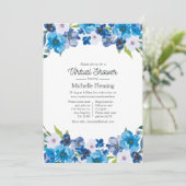Hues van Blue Floral Virtual Shower Kaart (Staand voorkant)