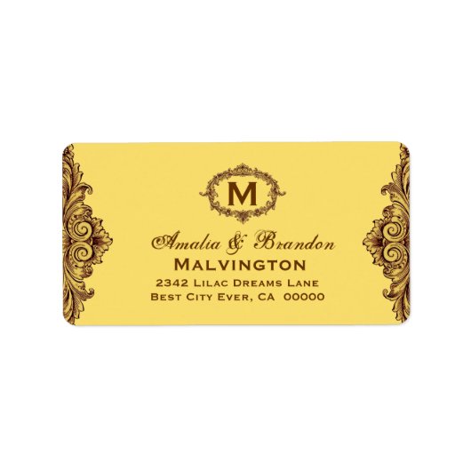 Hues van Gouden  Monogram Curlicue V05 Etiket (Voorkant)