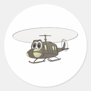 Huey Helicopter Cartoon Ronde Sticker