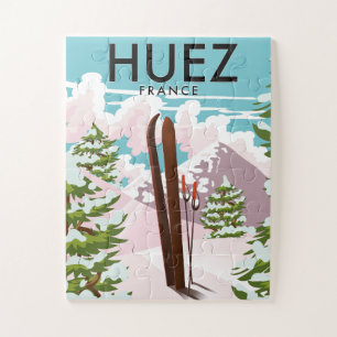 Huez France Retro ski poster Legpuzzel