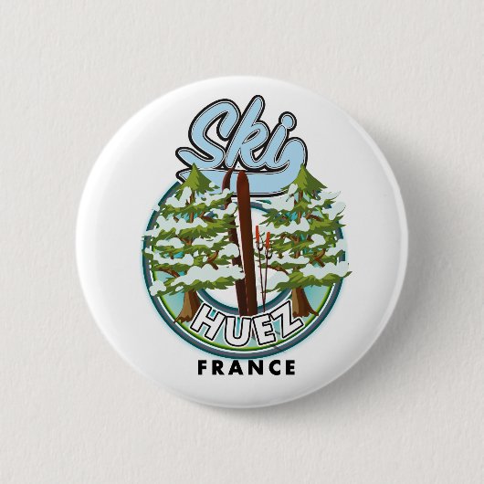 Huez Ski france retro logo Ronde Button 5,7 Cm (Voorkant)