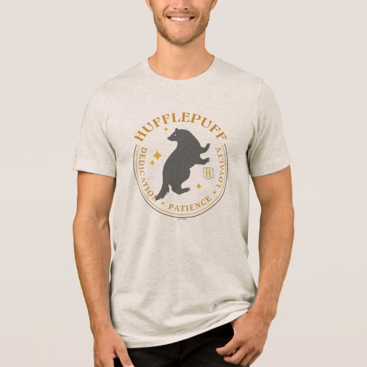 HUFFLEPUFF™ Badger House Pride Badge Tri-Blend Shirt (Voorkant)