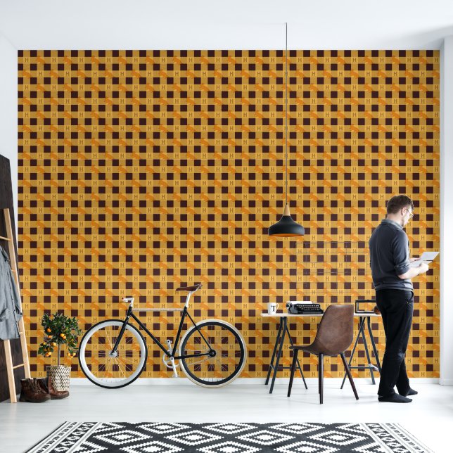 HUFFLEPUFF™ Check Pset Patroon Behang (Woonkamer)