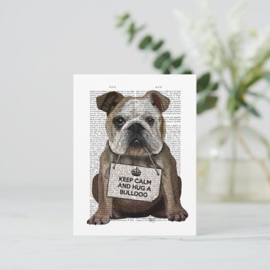 Hug a Bulldog Briefkaart (Staand voorkant)