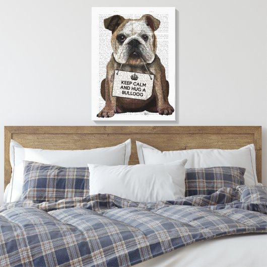 Hug a Bulldog Canvas Afdruk (Insitu (Slaapkamer))