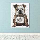 Hug a Bulldog Canvas Afdruk (Insitu (Houten vloer))
