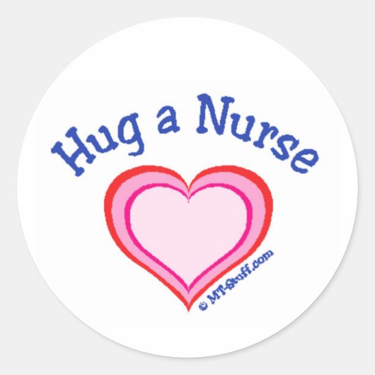 Hug a Nurse Heart Ronde Sticker (Voorkant)