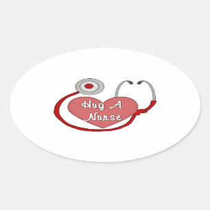 Hug A Nurse Ovale Sticker