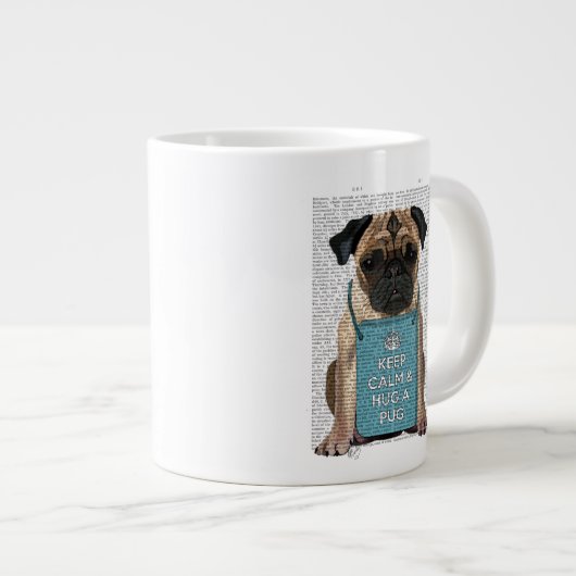 Hug a Pug Extra Grote Beker (Voorkant rechts)