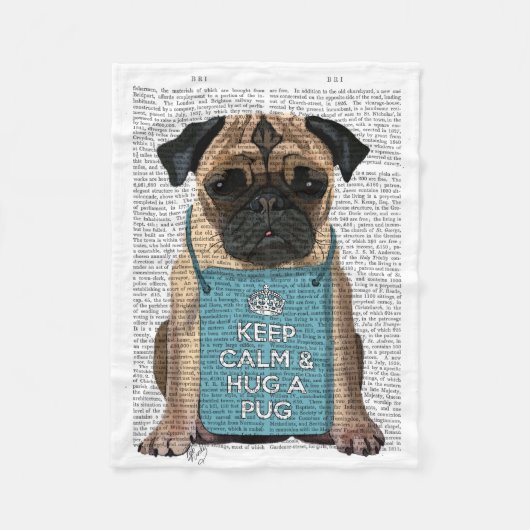 Hug a Pug Fleece Deken (Voorkant)