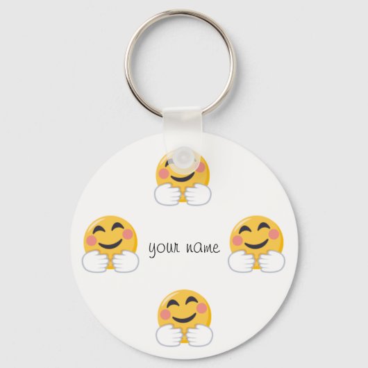 Hug and Love Emoji and '' Jouw naam here " Sleutelhanger (Voorkant)