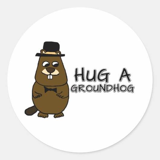Hug een grondhoed ronde sticker (Voorkant)