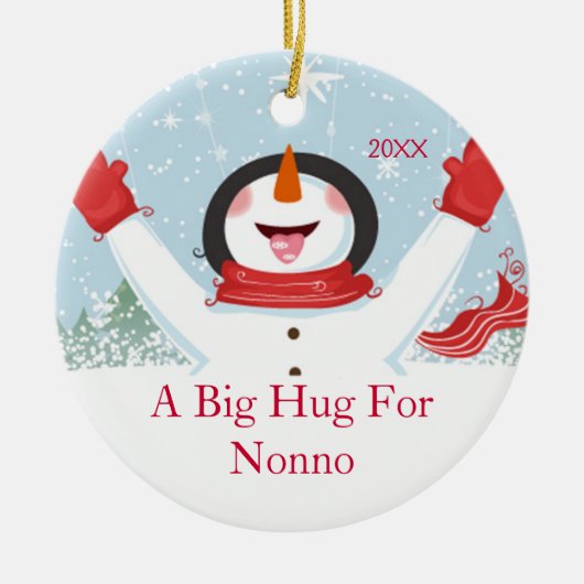 Hug for Nonno Kerstmis Snowman Ornament (Voorkant)