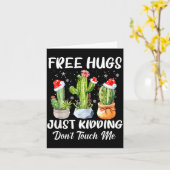 Hug Just Kidding Dont Touch Me Funny Cactus Christ Kaart (Gele Bloem)