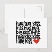 Hug knuffel. Kus kiss briefkaart (Voorkant / Achterkant)