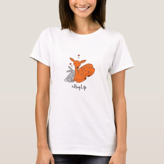 Hug Life-reeks - Deer & Bunny T-shirt (Voorkant)