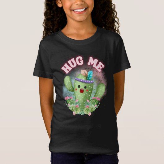 Hug me Cactus Funny Cozy Apparel for Kids T-Shirt (Voorkant)