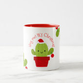 Hug me dat het Kerstmis is, Cactus Tweekleurige Koffiemok (Center)