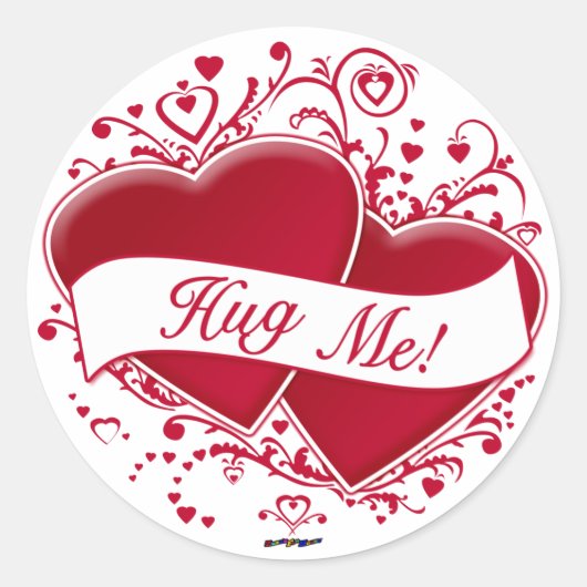 Hug me! Rode harten Ronde Sticker (Voorkant)