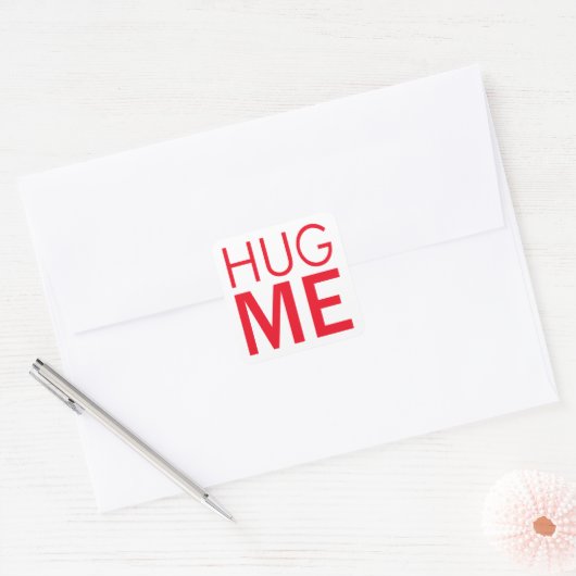 Hug me vierkante sticker (Envelop)