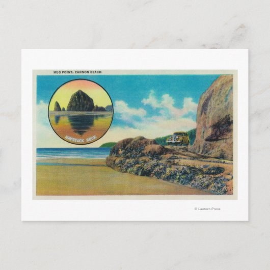 Hug Point op Cannon Beach en Haystack Rock Briefkaart (Voorkant)