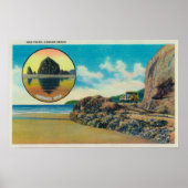 Hug Point op Cannon Beach en Haystack Rock Poster (Voorkant)