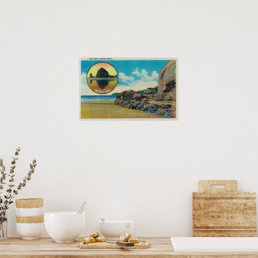 Hug Point op Cannon Beach en Haystack Rock Poster (Keuken)