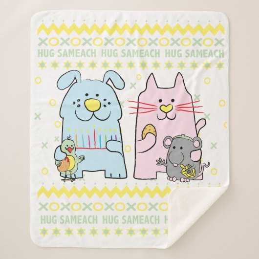 Hug Sameach Sherpa Hanukkah Blanket/medium Deken (Voorkant)