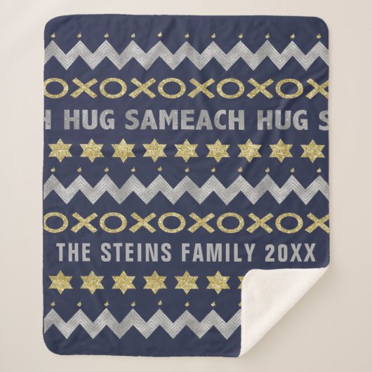 HUG SAMEACH Sherpa Hanukkah Blanket/Middelgroot Sherpa Deken (Voorkant)