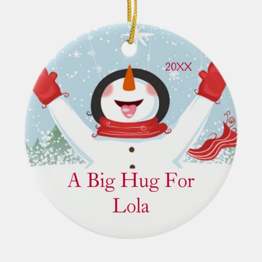 Hug voor Lola Kerstmis Snowman Ornament (Voorkant)