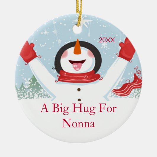 Hug voor Nonna Kerstmis Snowman Ornament (Voorkant)