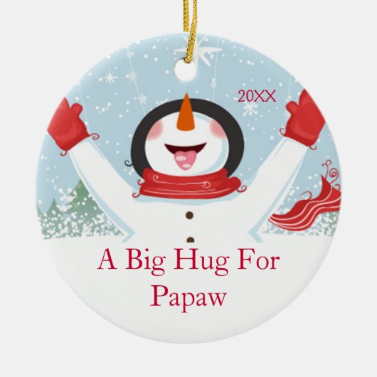 Hug voor Papaw Kerstmis Snowman Ornament (Voorkant)