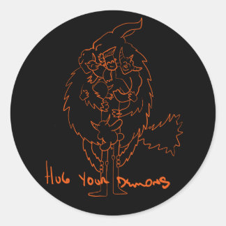 Hug Your Demons Ronde Sticker