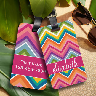 Huge Colorful Chevron Pattern met naam Bagagelabel