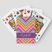 Huge Colorful Chevron Pattern met naam Pokerkaarten (Achterkant)