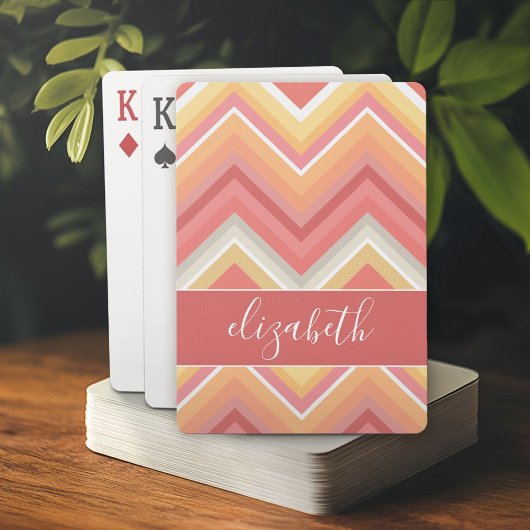 Huge Colorful Chevron Pattern met naam Pokerkaarten