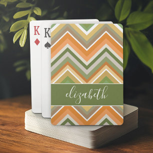 Huge Colorful Chevron Pattern met naam Pokerkaarten