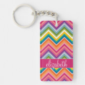 Huge Colorful Chevron Pattern met naam Sleutelhanger (Voorkant)
