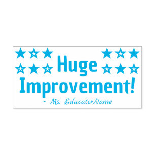 "Huge Improvement!" + Tutor Name Rubber Stamp Zelfinktende Stempel