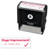 "Huge Improvement!" + Tutor Name Rubber Stamp Zelfinktende Stempel (In situ)