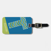 Huge Monogram Letter T Bright Blue Chevrons Bagagelabel (Voorkant horizontaal)