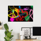 "Huge" Peace Love Hope Paint Splatter Poster (Thuiskantoor)
